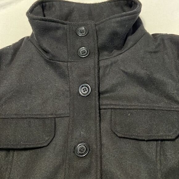 Ambiance szS black button front jacket with belt needs cleaning GUC - Picture 9 of 11